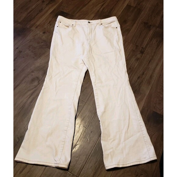 Future Collective Cream Women's Flare Jeans Sz 14 - Picture 2 of 6